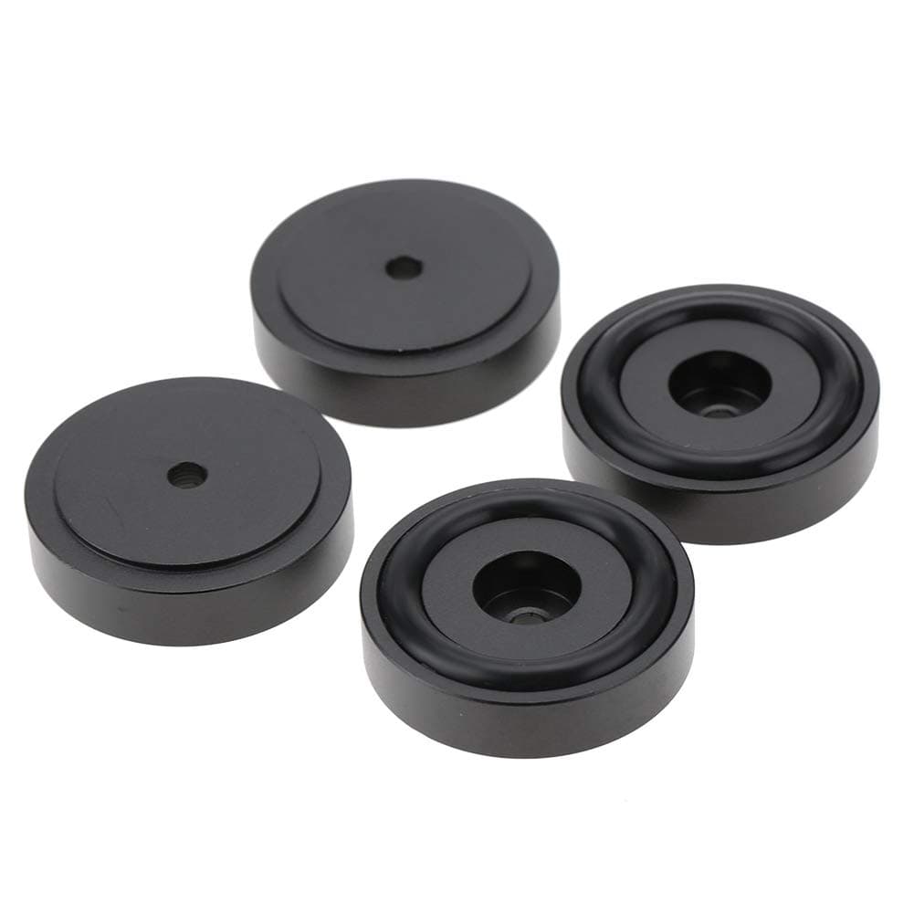 4Pcs Anti Vibration Amplifier Feet, 40 * 10mm Aluminium Alloy Universal Copper Speaker Spikes Pads Base Pad Isolation Sand Blasting Amplifier Pads Feet (Black)