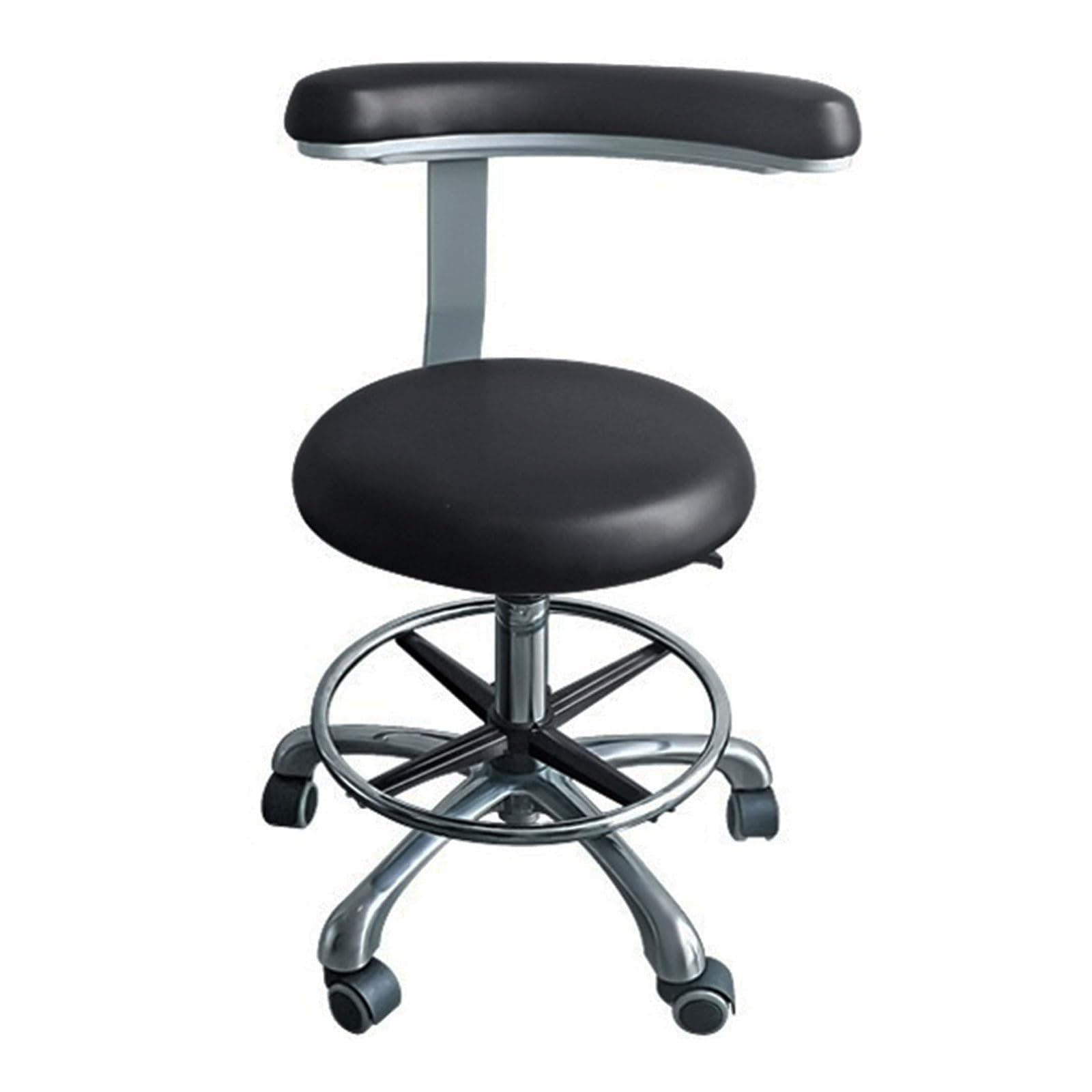 Professional Dental Assistant Stool 360° Rotation Armrest PU Leather Saddle Chair Height Adjustable Ideal for Dentist Clinic & Salon Friendship Years