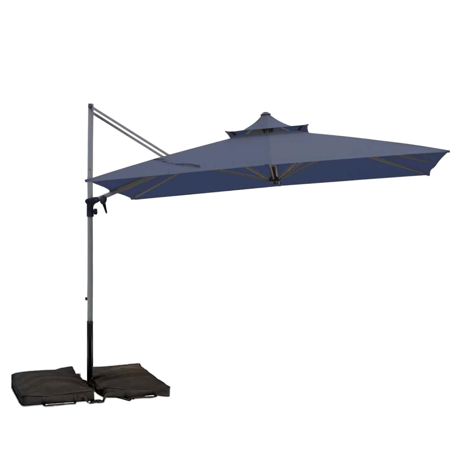 GALAXARMOR Patio Umbrella, Rectangle Outdoor Cantilever Umbrella, Aluminum Offset Umbrella with Champagne Frame for Pool Deck Garden Outdoor shade for Garden Deck Pool Patio, Beige(Weighted Base Not