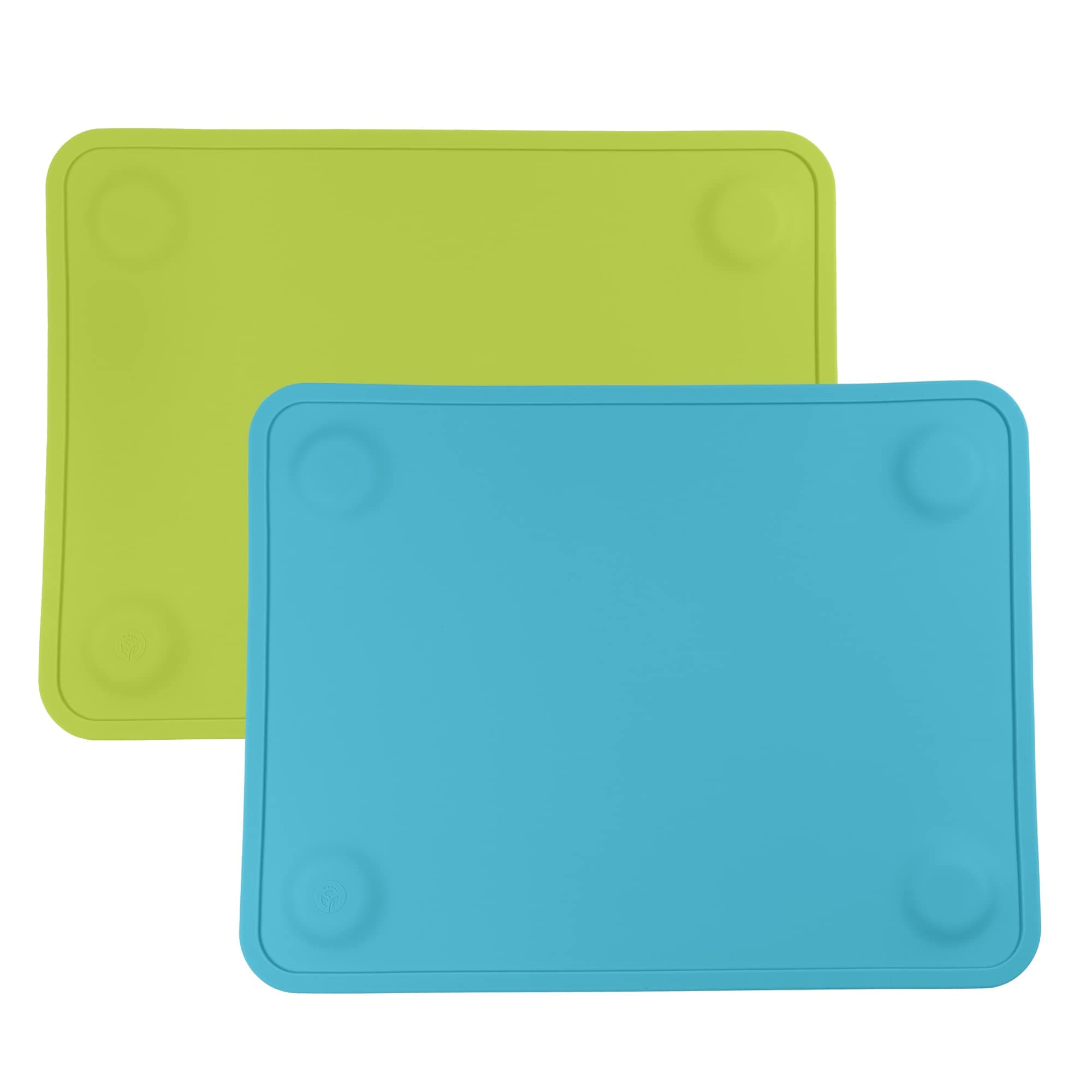 WeeSprout Silicone Suction Placemats for Babies, Toddlers & Kids, Durable Food Grade Silicone with Non-Slip Suction, Raised Edges Contain Mess, Dishwasher Safe, for Dining Table & Restaurants, 2 Pack