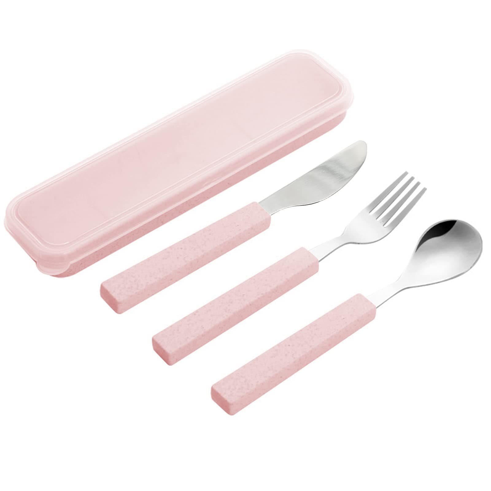 VANRA 3-Piece Children Utensils Set 18/10 Stainless Steel Child Flatware Set Silverware Knife Spoon Fork Set with Travel Case for Kids Lunch Box