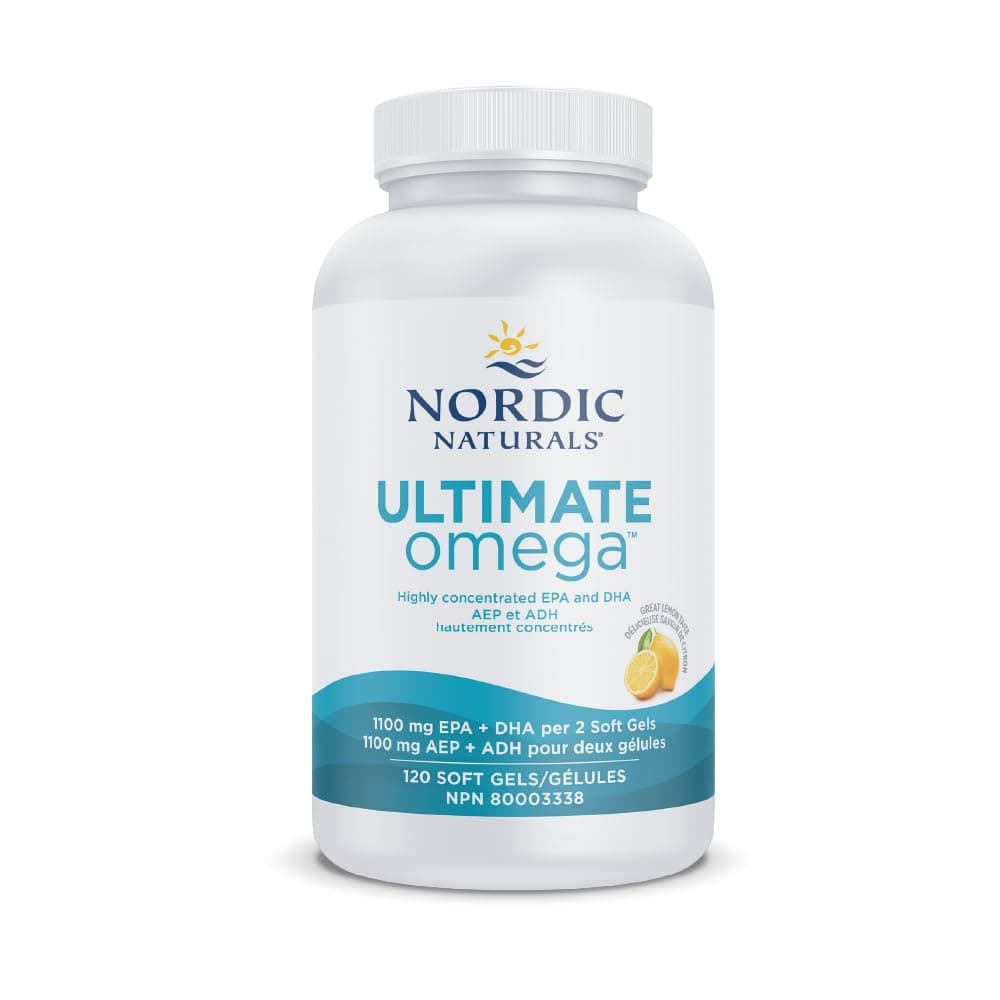 Nordic Naturals Ultimate Omega SoftGels - Omega-3 Supplement, Concentrated Fish Oil With More DHA and EPA, Supports Heart Health, Brain Development and Overall Wellness, Lemon, 120 Count