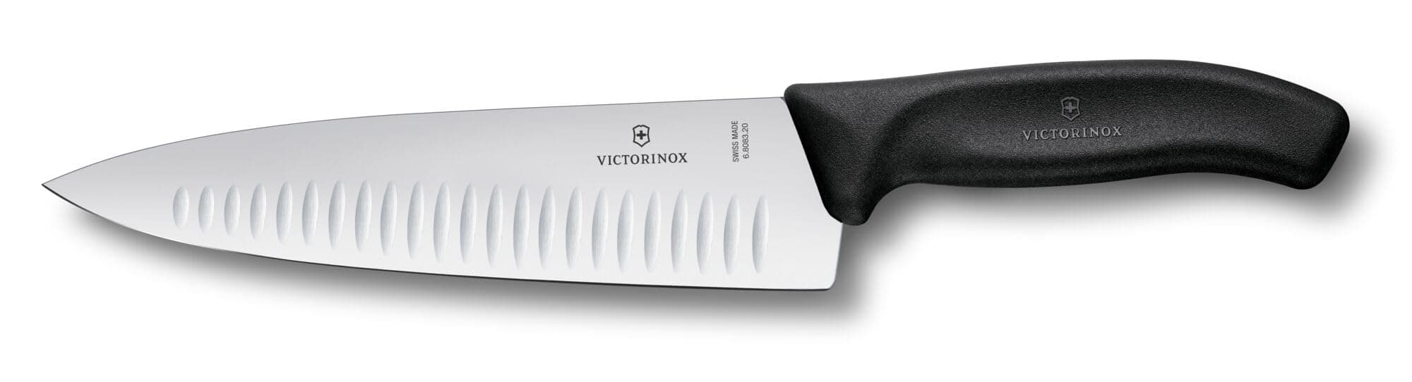 Victorinox Swiss Classic Carving Knife, Extra Sharp Blade, Fluted Edge, 20 cm, Stainless Steel, Black