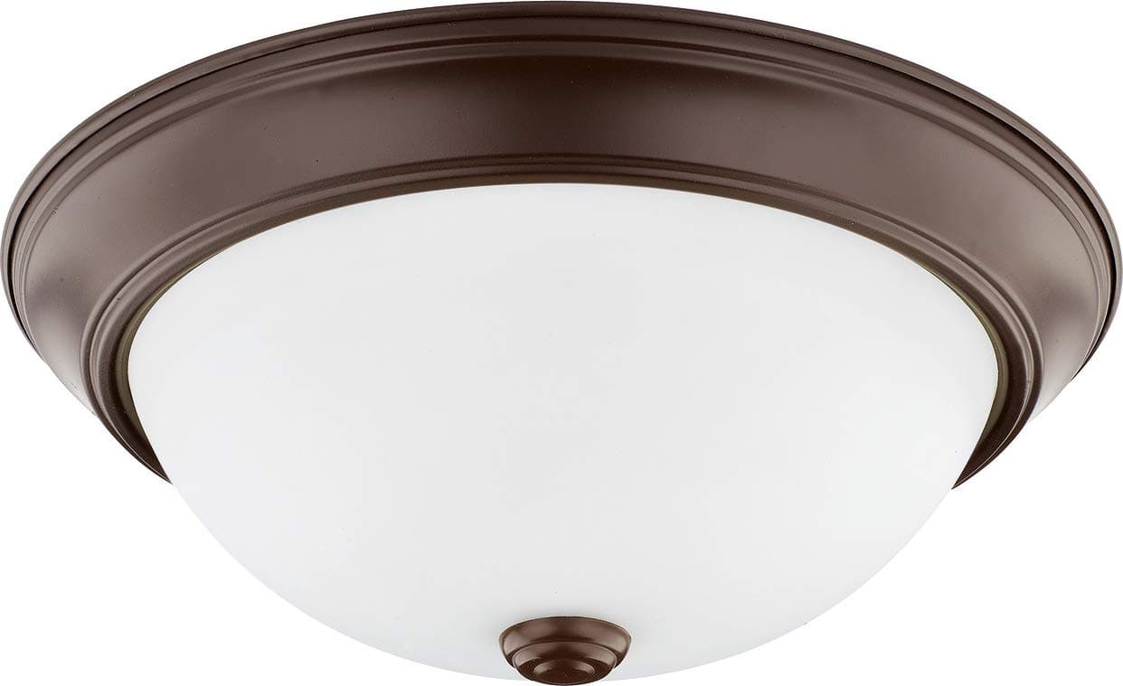 HomePlace Lighting 214722BZ Bates Traditional Soft White Glass Bowl Flush Mount Ceiling Light, 2-Light 120 Total Watts, 5" H x 13" W, Bronze