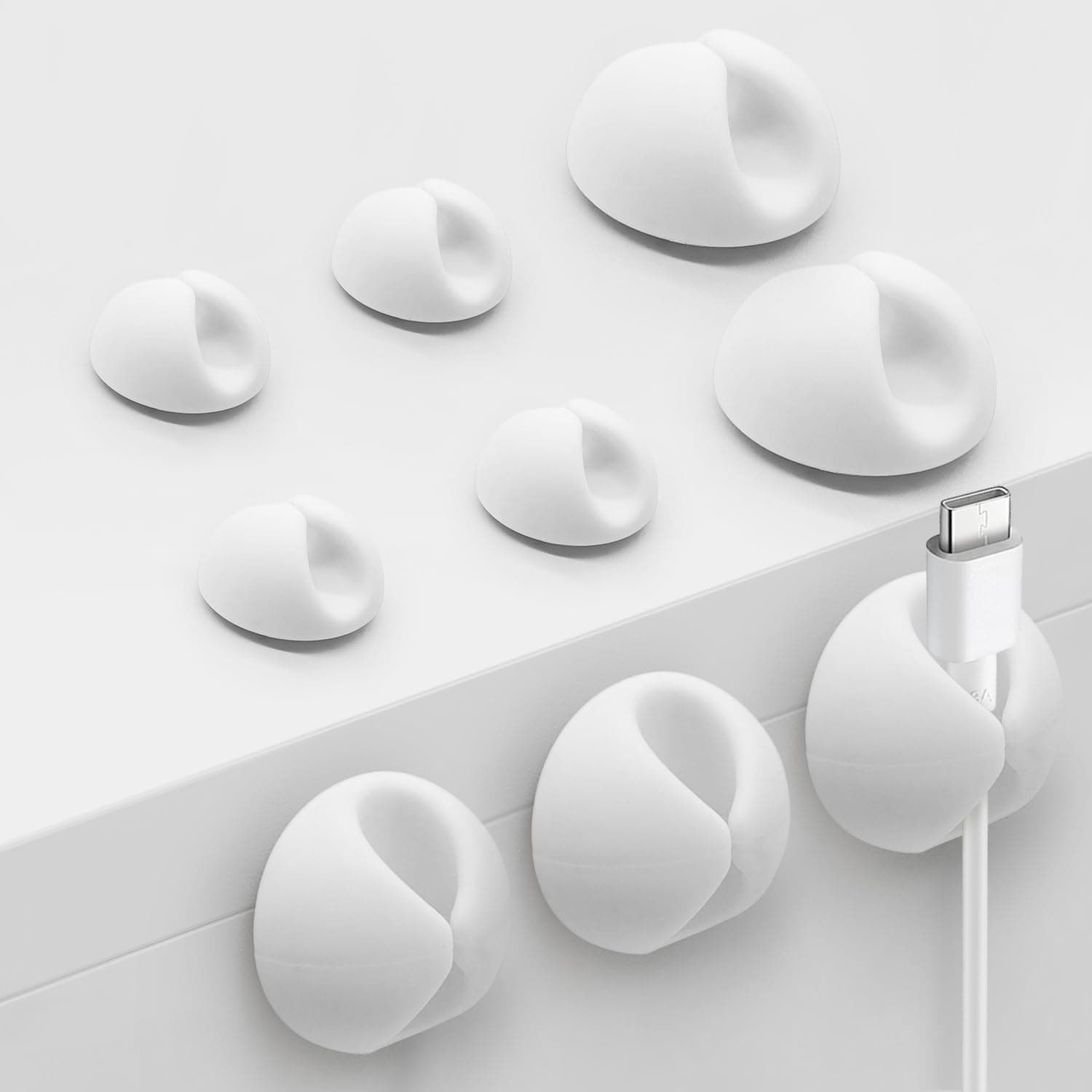 SmiLife Cable Clips, Phone Cord Organizer for Wire Management, White 9 PCS