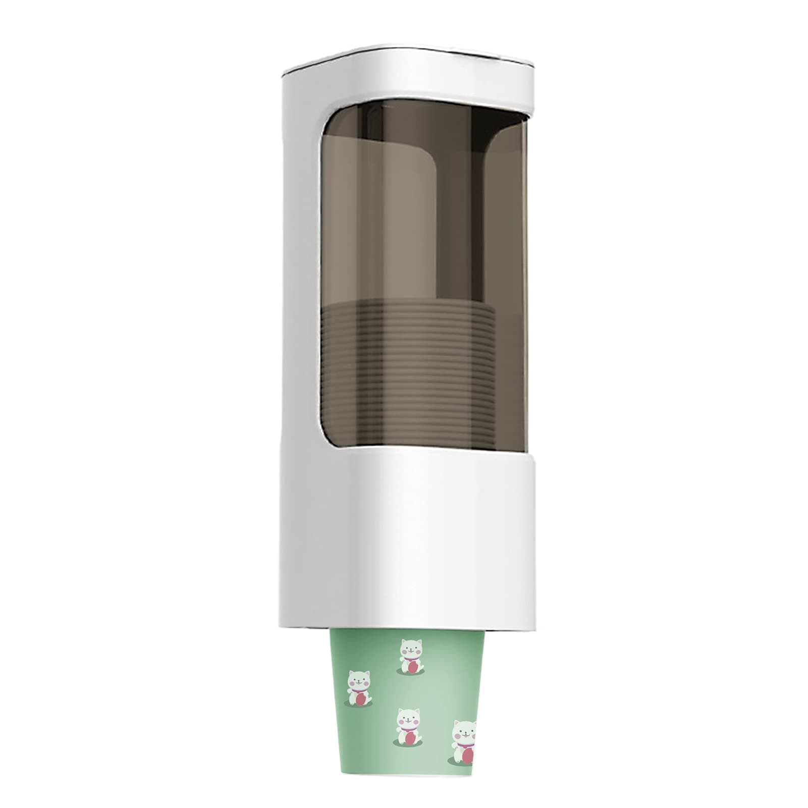 Easy Pick-up White Disposable Cup Holder Water Resistant Water Paper Cup Self Adhesive Pull Type Dispenser for Bathroom Kitchen Office