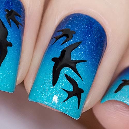 Whats Up Nails - Swallows Vinyl Stencils for Nail Art Design (2 Sheets, 40 Stencils Total)