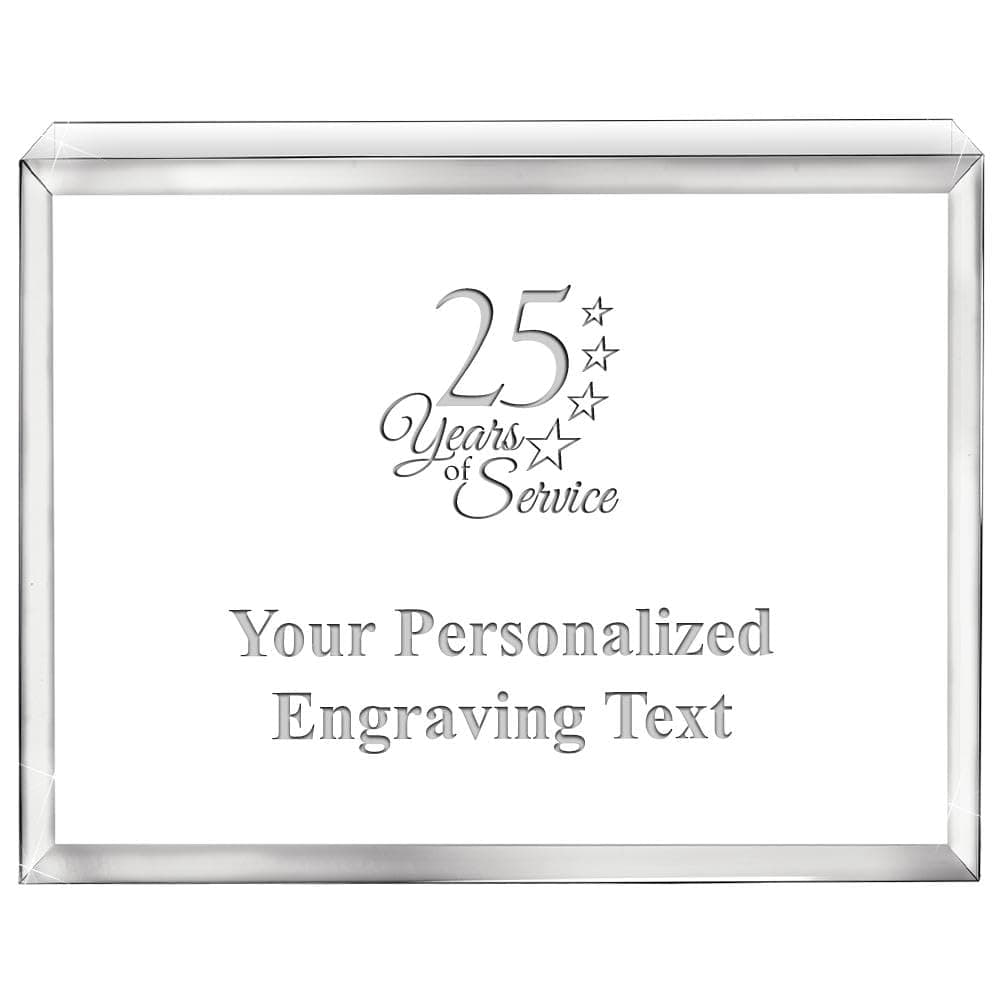 Crown Awards Personalized Acrylic Trophy, 4" X 3" Engraved 25 Years of Service Horizontal Billboard Acrylic Award