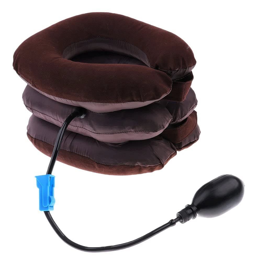 Bargain Crusader Cervical Neck Air Inflatable Pillow Stretcher Collar (Brown)