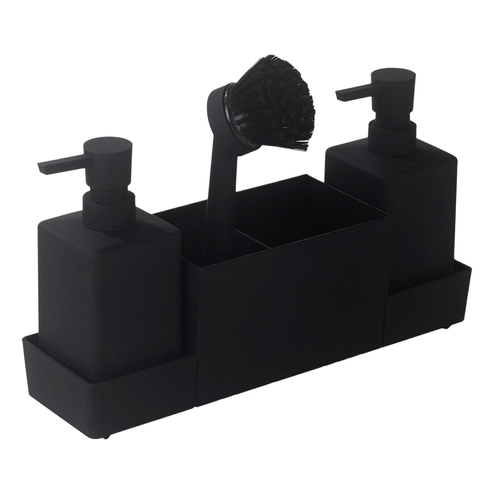 HUANGGG Soap Dispenser Set with Brush Holder for Kitchen Countertop Tool Organiser Bathroom Storage Accessories