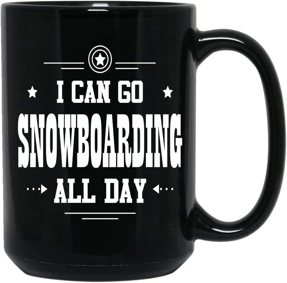 Wazumin Humorous Gift Idea the Maniacs I Can Go Snowboarding All Day Coffee Mug Ceramic Black, 15 Oz 74297