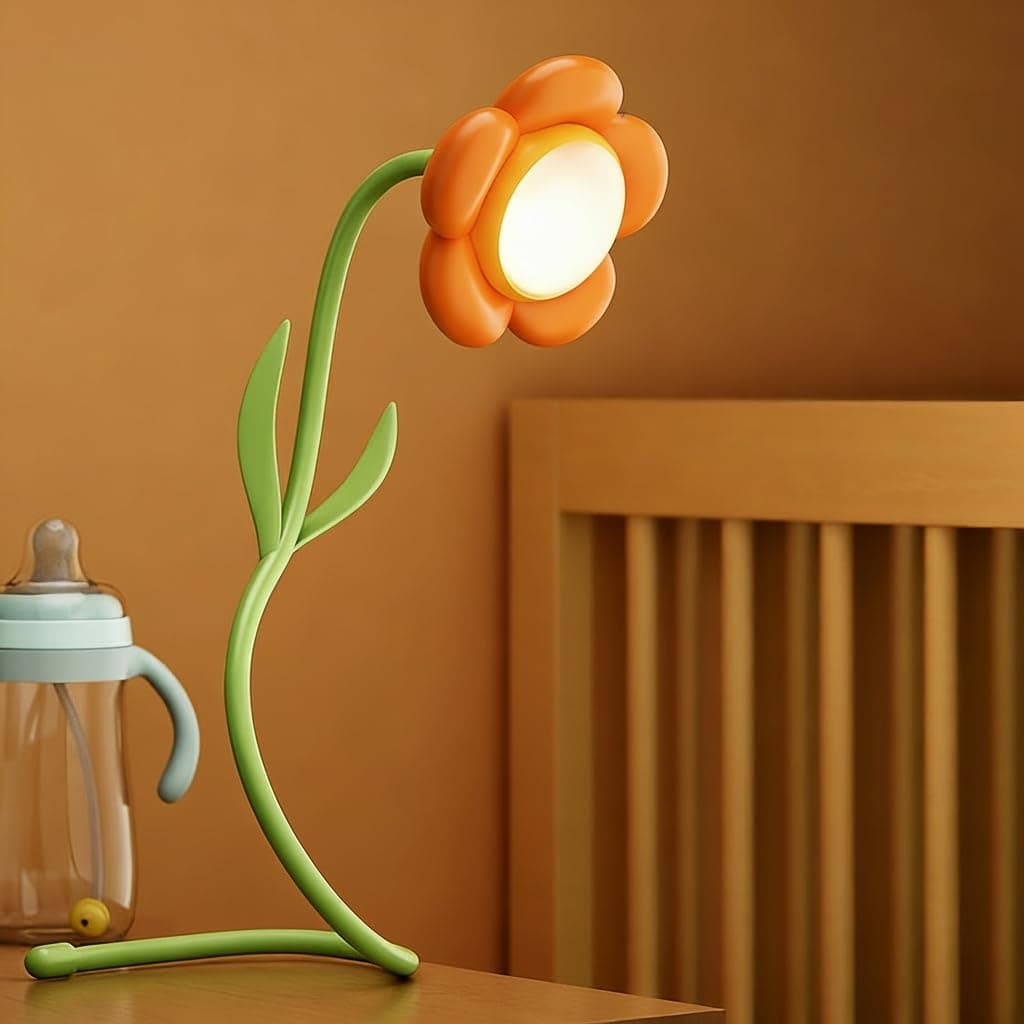 magical JD Birthday Gifts for Women,Sunflower Flower Lamp Rechargeable Cordless Led Reading Light,3-Colour Infinitely Dimming Small Night Light for Festival Gifts for Mom Girlfriend Grandma (Orange)