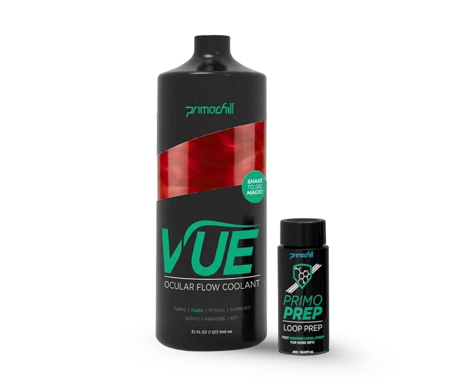 PrimoChill Vue - Computer WaterCooling Coolant, Visual Flow, Solid/Non-Transparent, Full Protection, PrimoPrep Included, Proudly Made in The USA (32oz/.9L) - Crimson