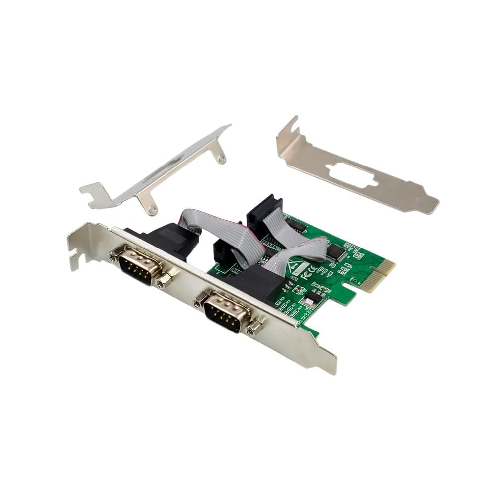 X-MEDIA Dual (2) DB9 Serial/RS232 Port PCI Express (PCIe x1) Adapter Card - 16C550/16C552/16C554 and 16C750 UART - Low Profile Bracket Included [XM-PEX-2S]