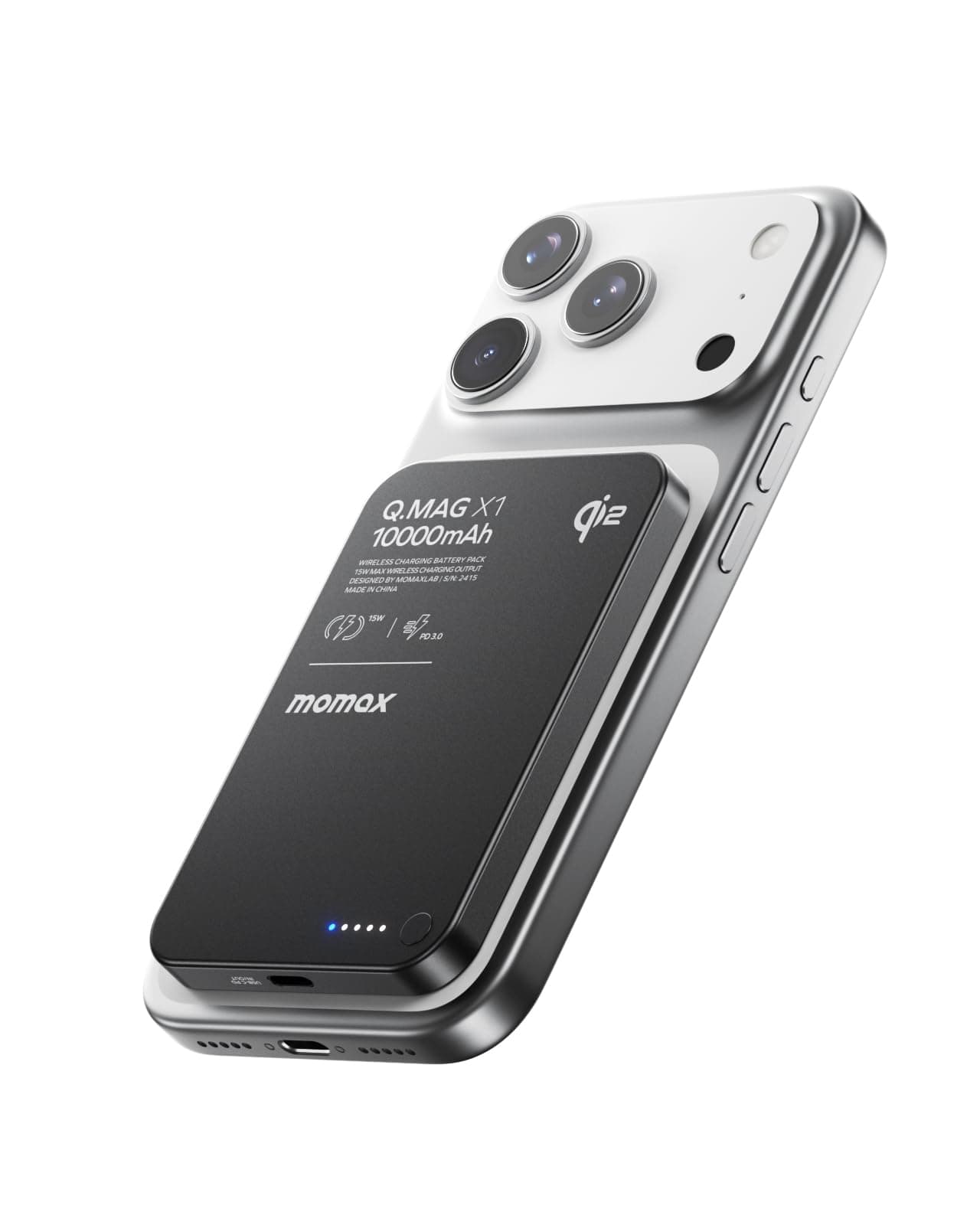 MOMAX Magnetic Power Bank 10000mAh MFi Certified Power Bank Fast Charging with Stand Portable Charger Lightning Input Wireless Charger for iPhone 16/15/14/13/12
