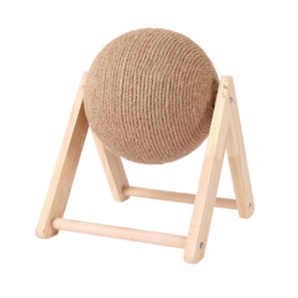 SIXRUN Cat Climbing Frame, Natural Wood Sisal Rope Ball Scratching Tool for Interactive Play, Ideal Pet Toy for Indoor Cats (4)