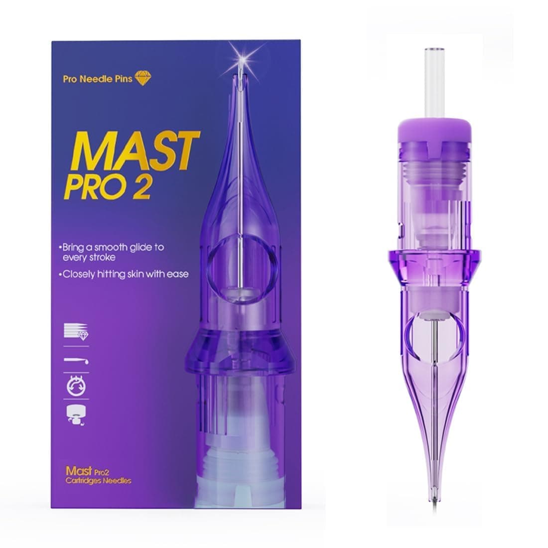 Mast Pro2 Tattoo Needles Cartridges, Pro Needles Pins for Super Aritsts, 20 Count, Disposable Round Shader (1209RS)