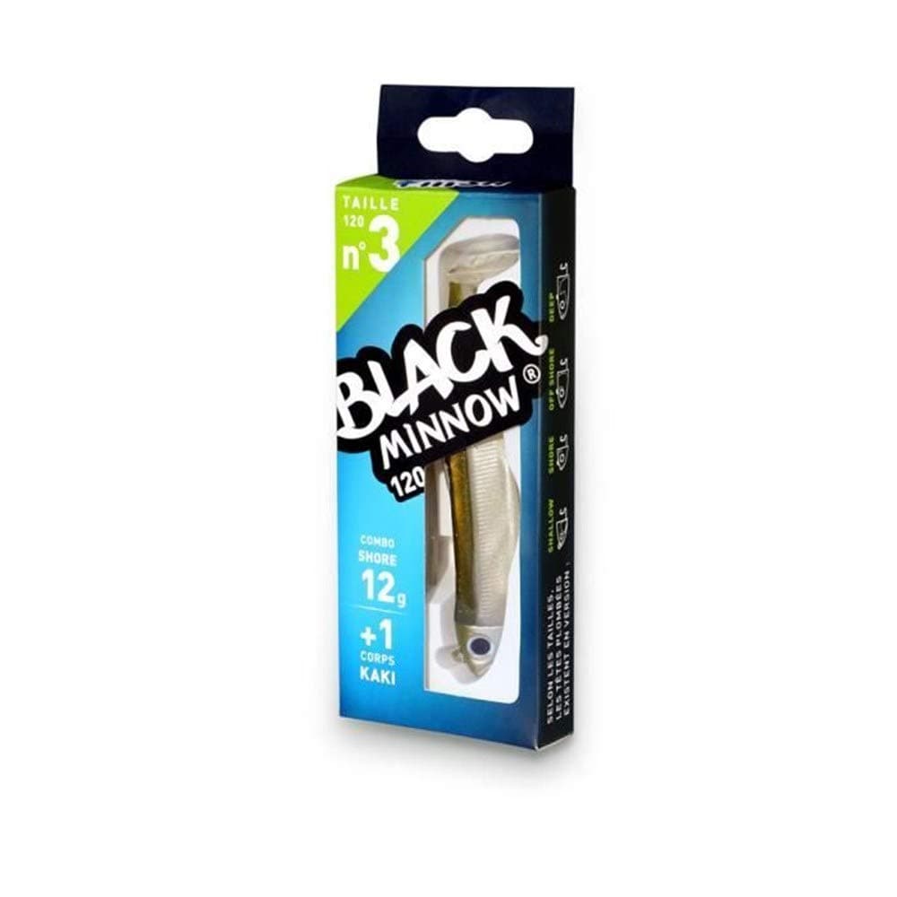 Fiiish Black Minnow Leurre Combo BM120 Doux en vinyle Pêche Spinning Bar et autres poissons 1 tête + 2 corps + 1 hameçon nº 3