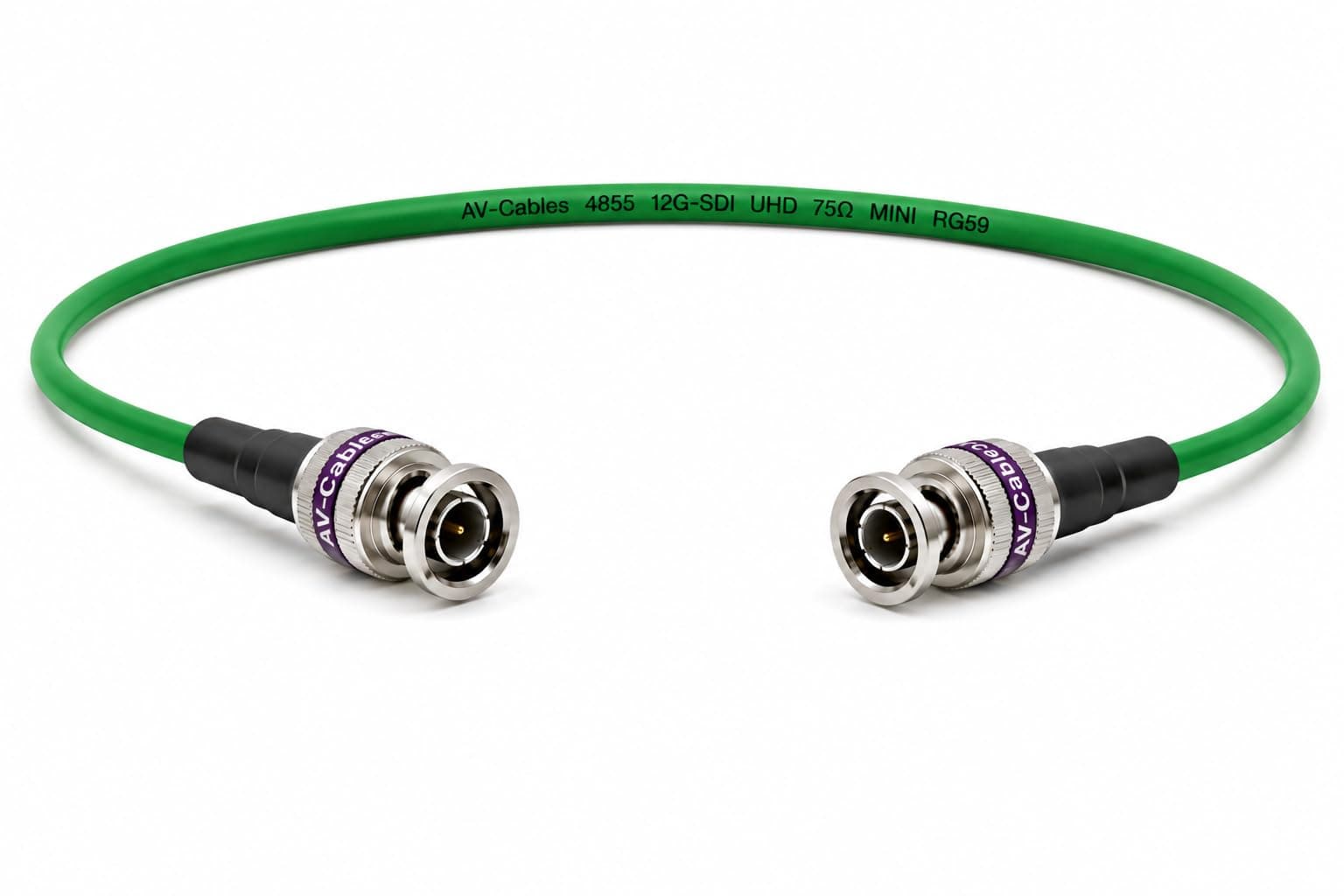 AV-Cables 12G-SDI BNC to BNC Cable, 4855R,1.5ft, Green