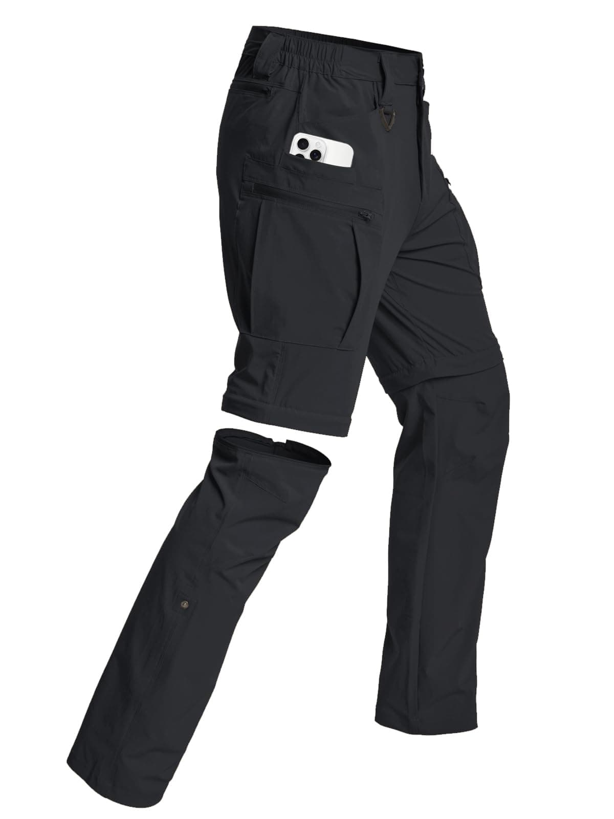 NAVEKULL Men's Convertible Hiking Pants Quick Dry Zip Off Cargo Pants Lightweight Stretch Work Outdoor Pants Breathable Fishing Safari Travel Camping Casual Tactical Trousers with Zip Pockets Black