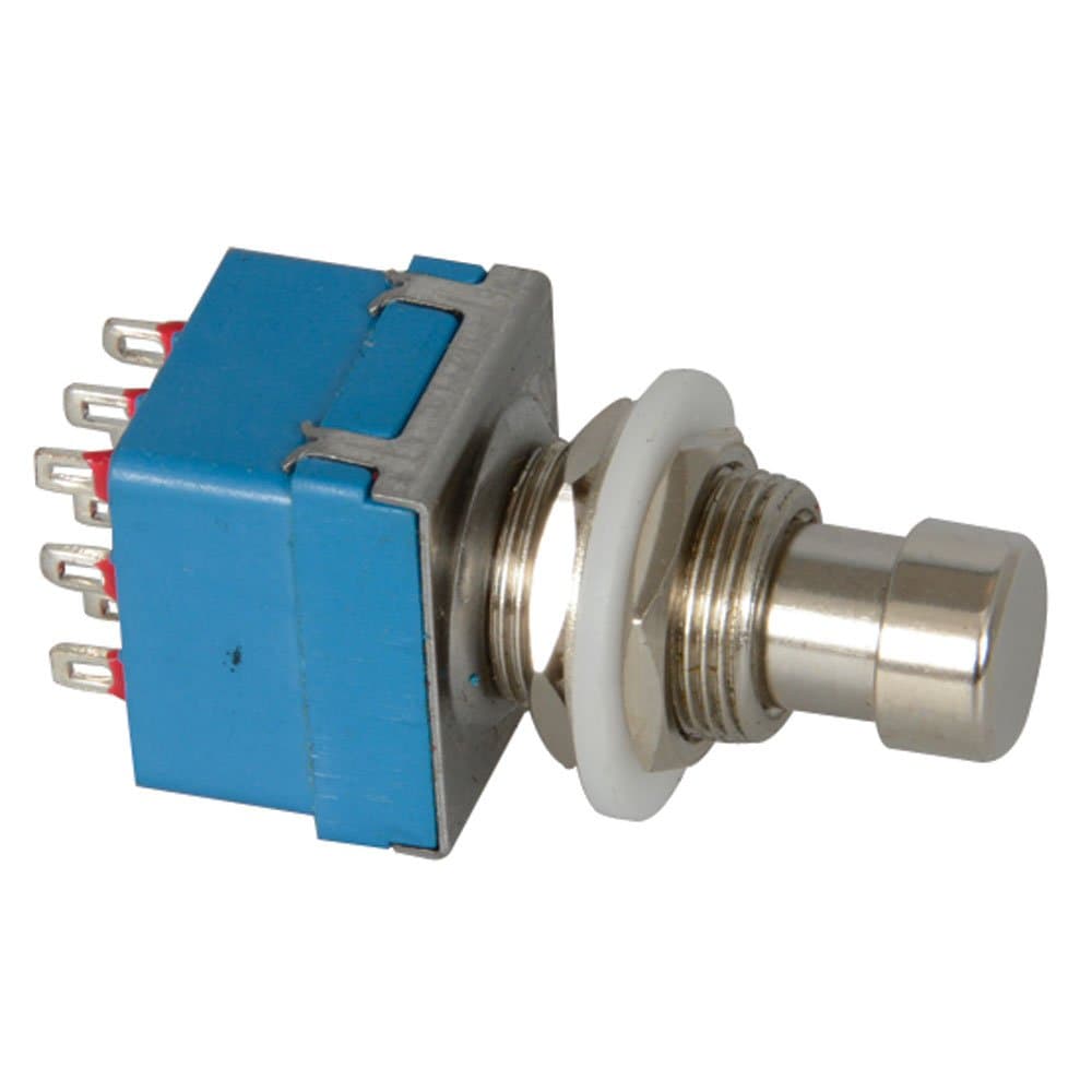 Jameco Valuepro 01-690DB-RH 3PDT Push Button Stomp Switch, 0.40" Diameter (Pack of 2)