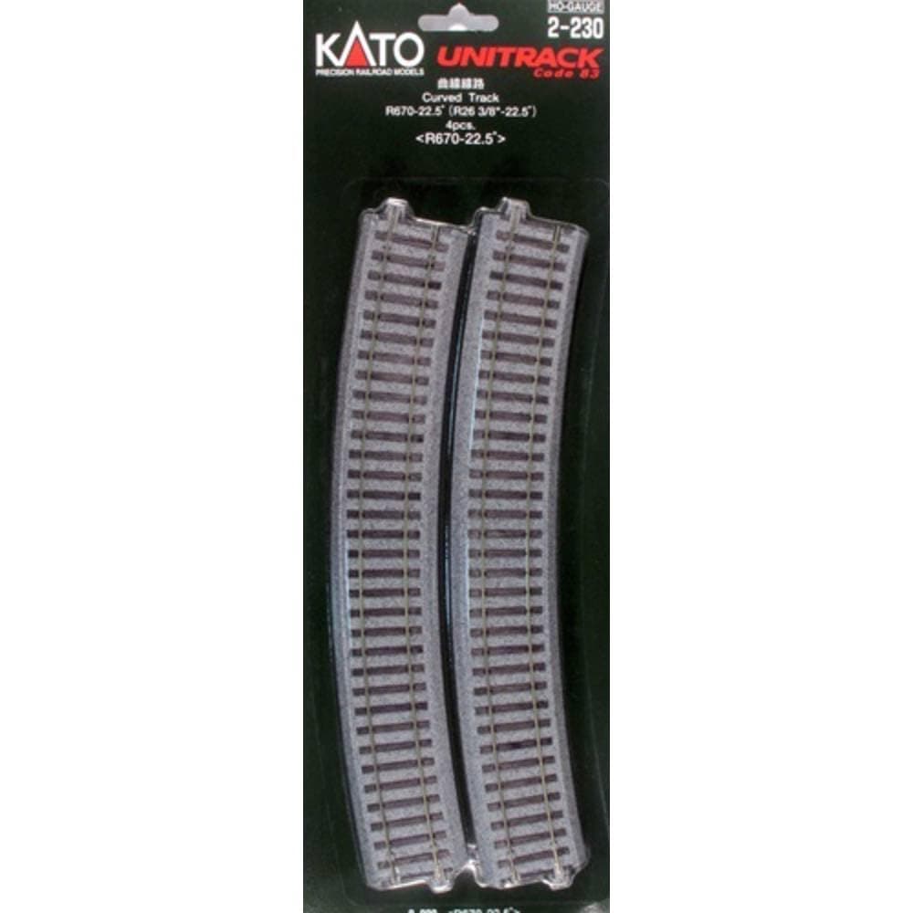 KAT2230 HO 670mm 26-3/8" Radius Curve 22.5-Degree (4)