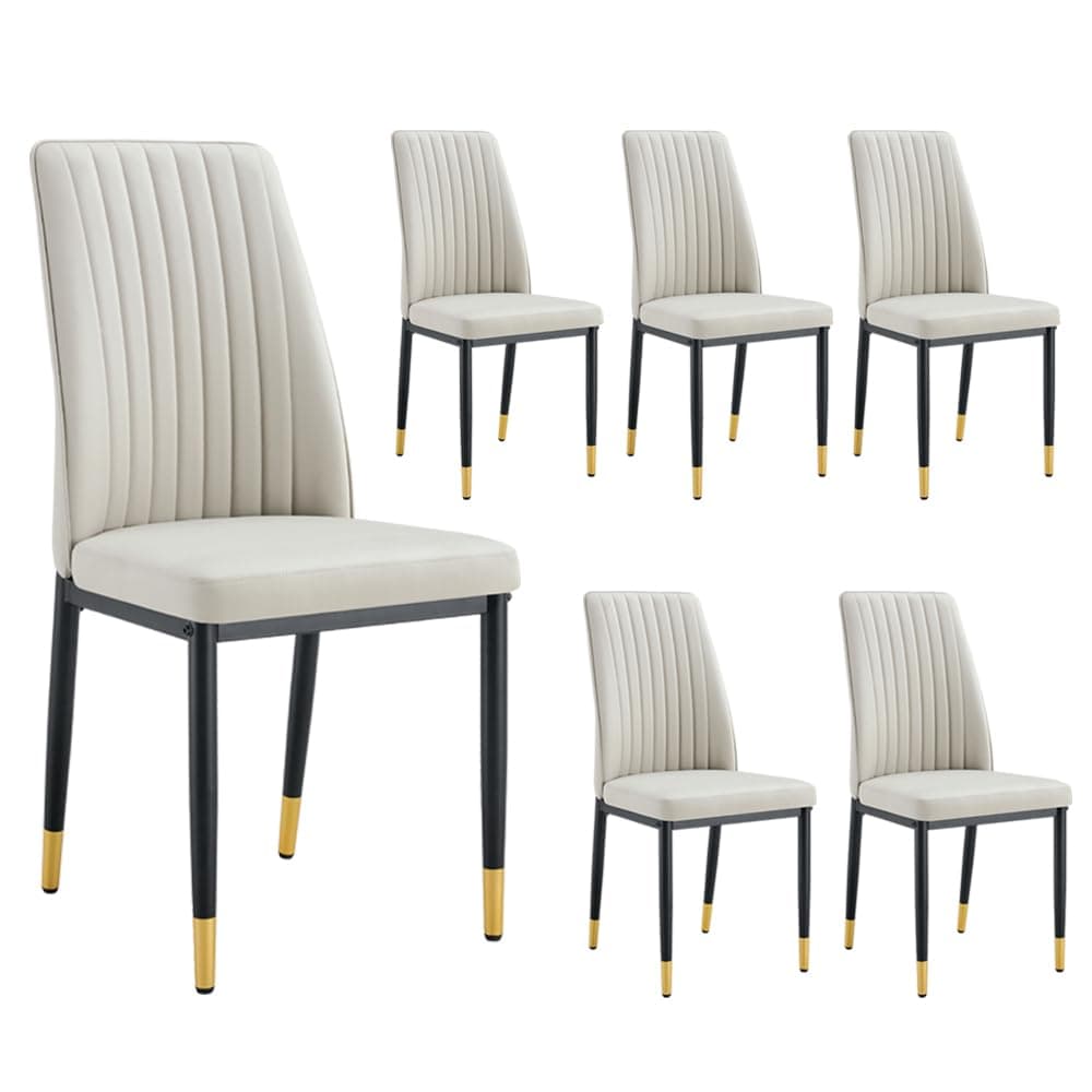RDUEEI Modern Metal Dining Chairs Set of 6,Dining Room Chairs Set of 6,Grey Chair, Leather Chairs, Chrome Metal Legs for Kitchen, Restaurant, Office,Sillas para Escritorio(Light Grey-6)