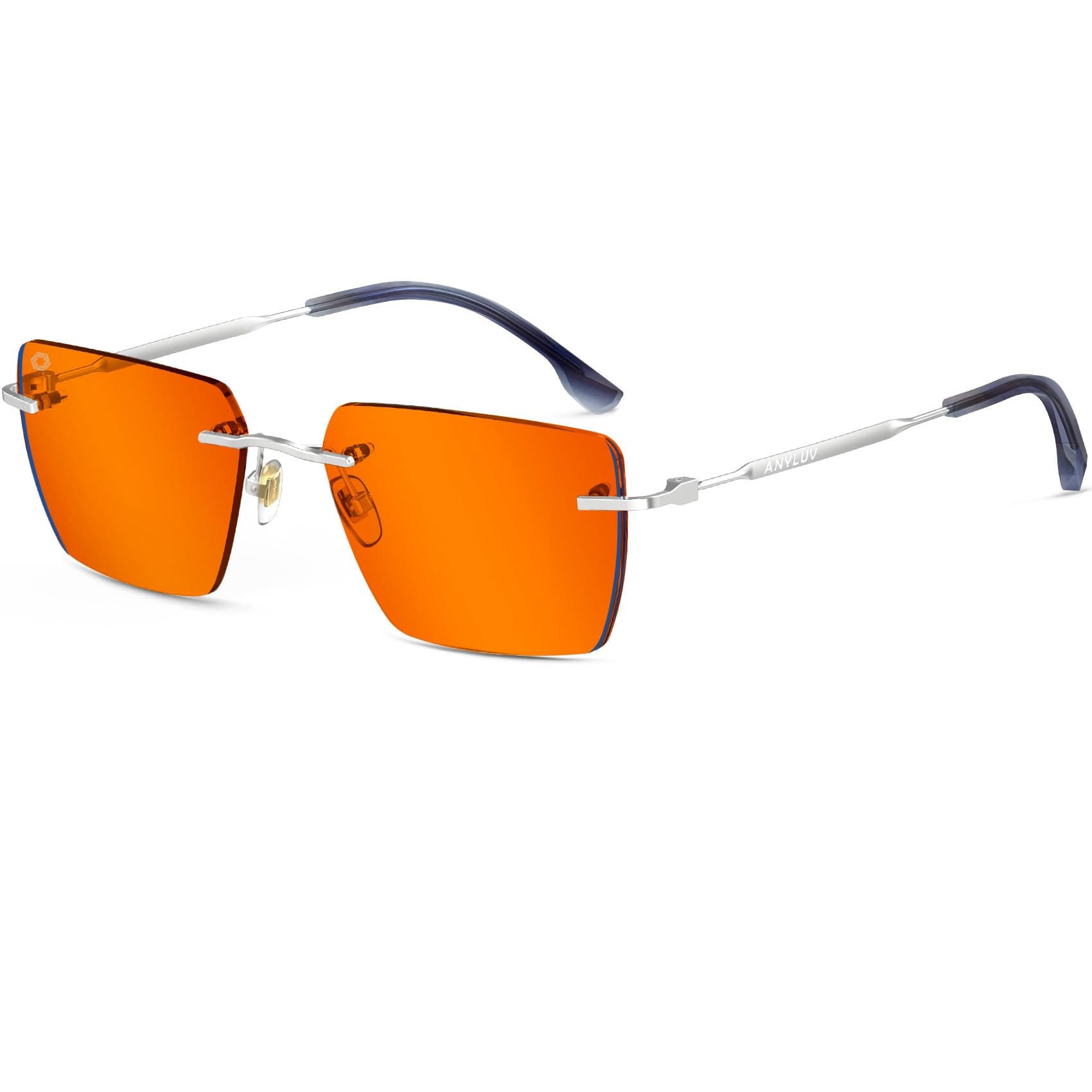 ANYLUV Rimless Blue Light Glasses Men Women, Fashion Oversized Lens Blue Light Blocking Glasses with Lightweight Metal Temple
