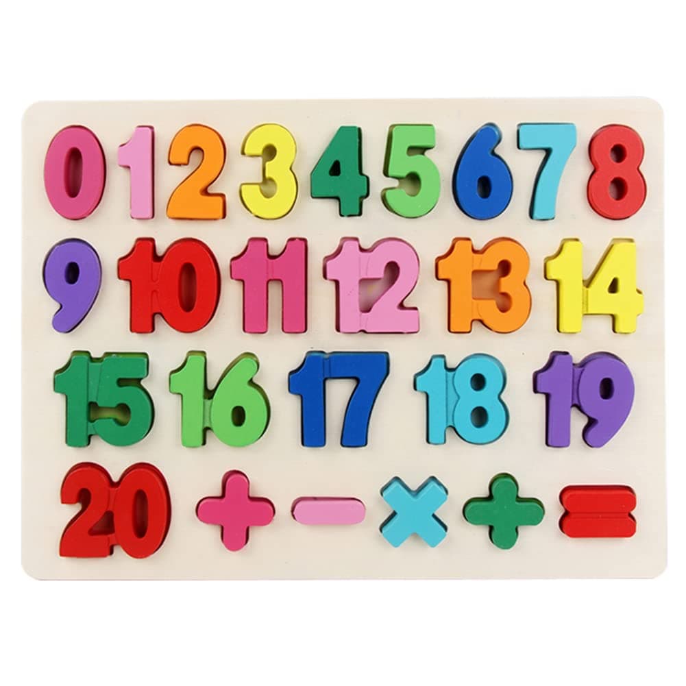 Kunmark Wooden Alphabet Puzzle ABC Jigsaws Chunky Letters Early Learning Toys for Kindergarten and Toddlers-est Educational Toy Preschool Learning, Spelling, Counting (0-20 Number)