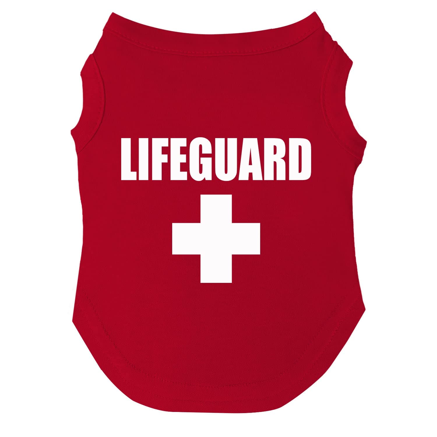 Lifeguard Dog Tee Shirt Sleeveless Breeds Summer Vacation Beach Pool | Red, 5X-Large 53