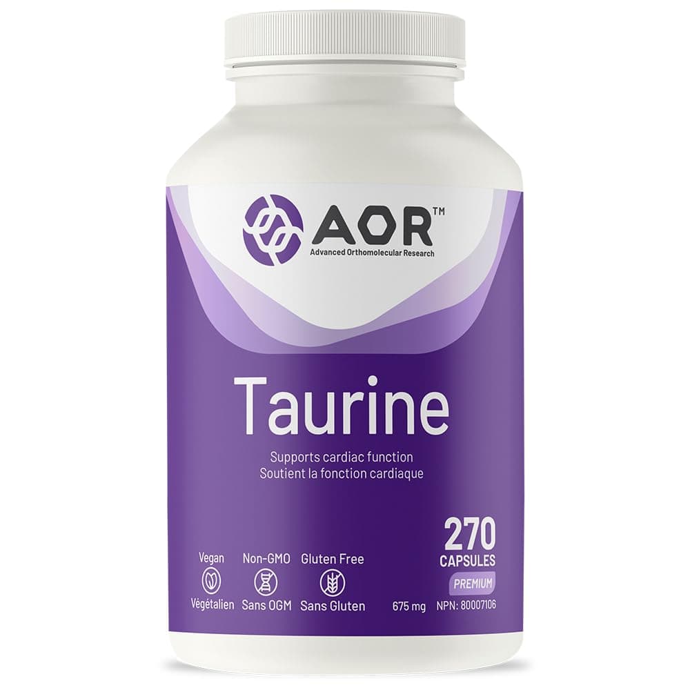 AOR Taurine Capsules, 675mg, Supports Cardiac Function, Vegan, 270 Capsules