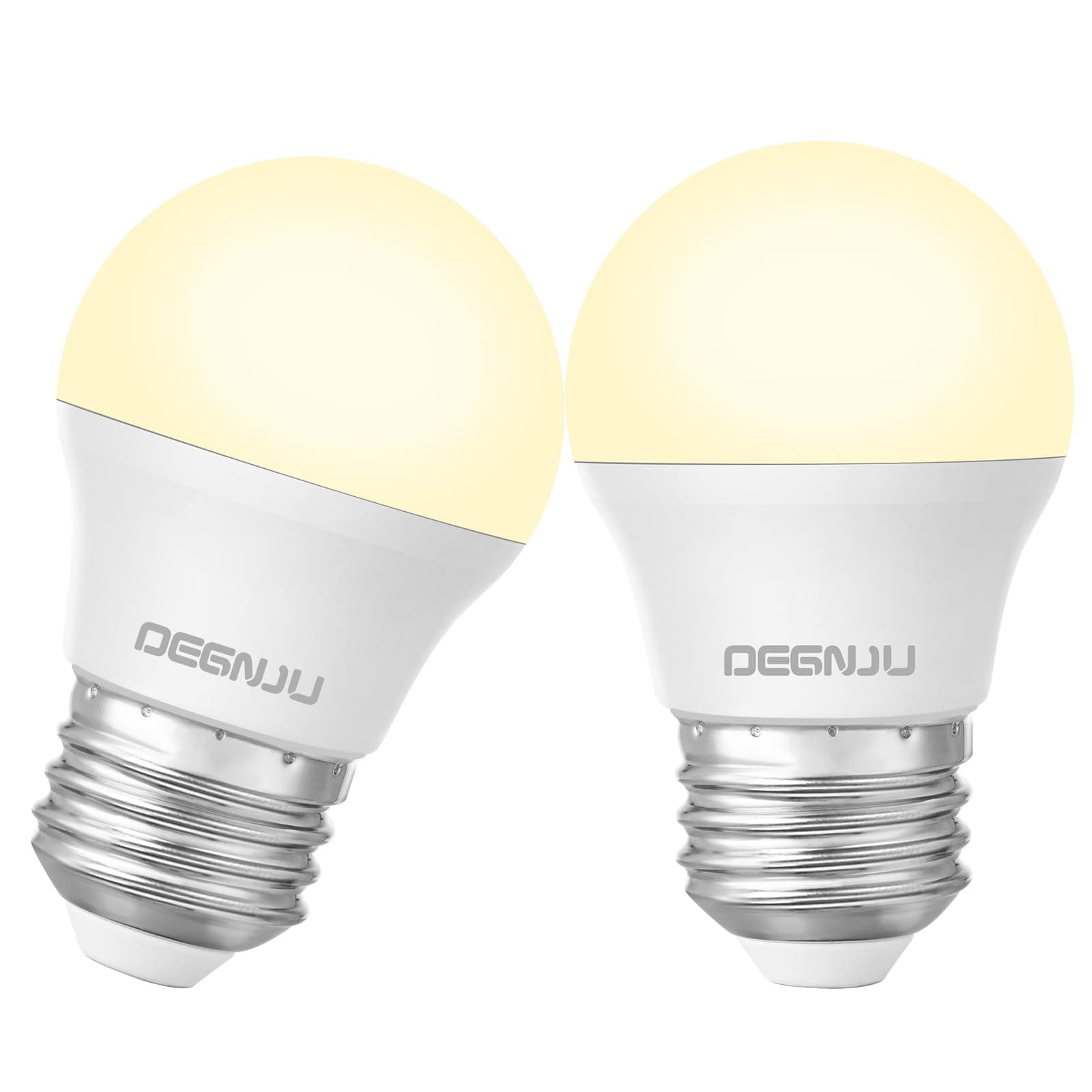 DEGNJU LED Refrigerator Light Bulb, 40 Watt Equivalent, 120V, Fridge Light Bulb 2700K Soft White, A15 Appliance Bulb 5.5W for Freezer, 650LM, E26 Standard Base, 120V, Non-Dimmable, 2 Pack