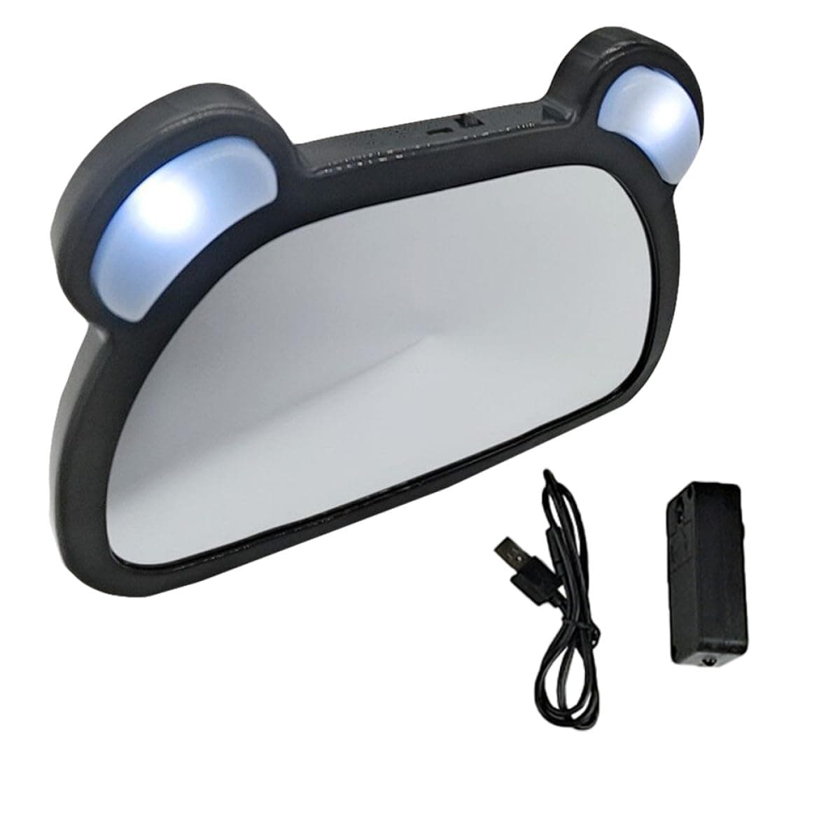 NULYLU Backseat Rearview Mirror with LED Light USB Rechargeable Car Interior Observation Mirror for Safety with Remote Control for Vehicle Use