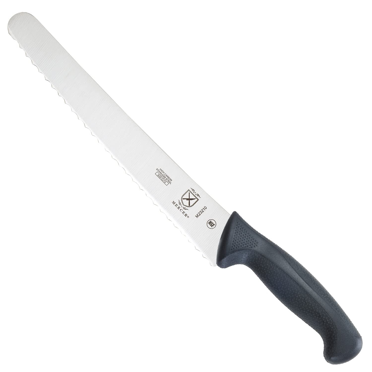 Mercer Culinary Millennia Bread Knife, 10-Inch Wavy Edge Wide, Black