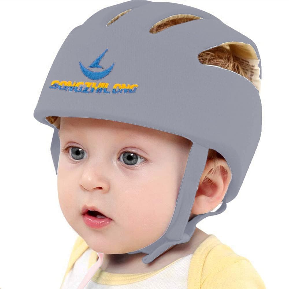 Huifen Adjustable Baby Helmet, Breathable Baby Helmet for Craling Walking Cute Baby Safety Helmet Hat Toddler Essentials Harness Baby Infant Helmet Running Playing (Gray)