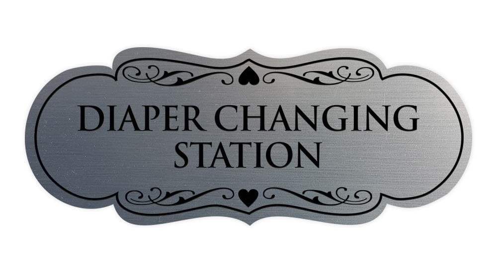Signs ByLITA Designer Diaper Changing Station Sign(Brushed Silver) - Small