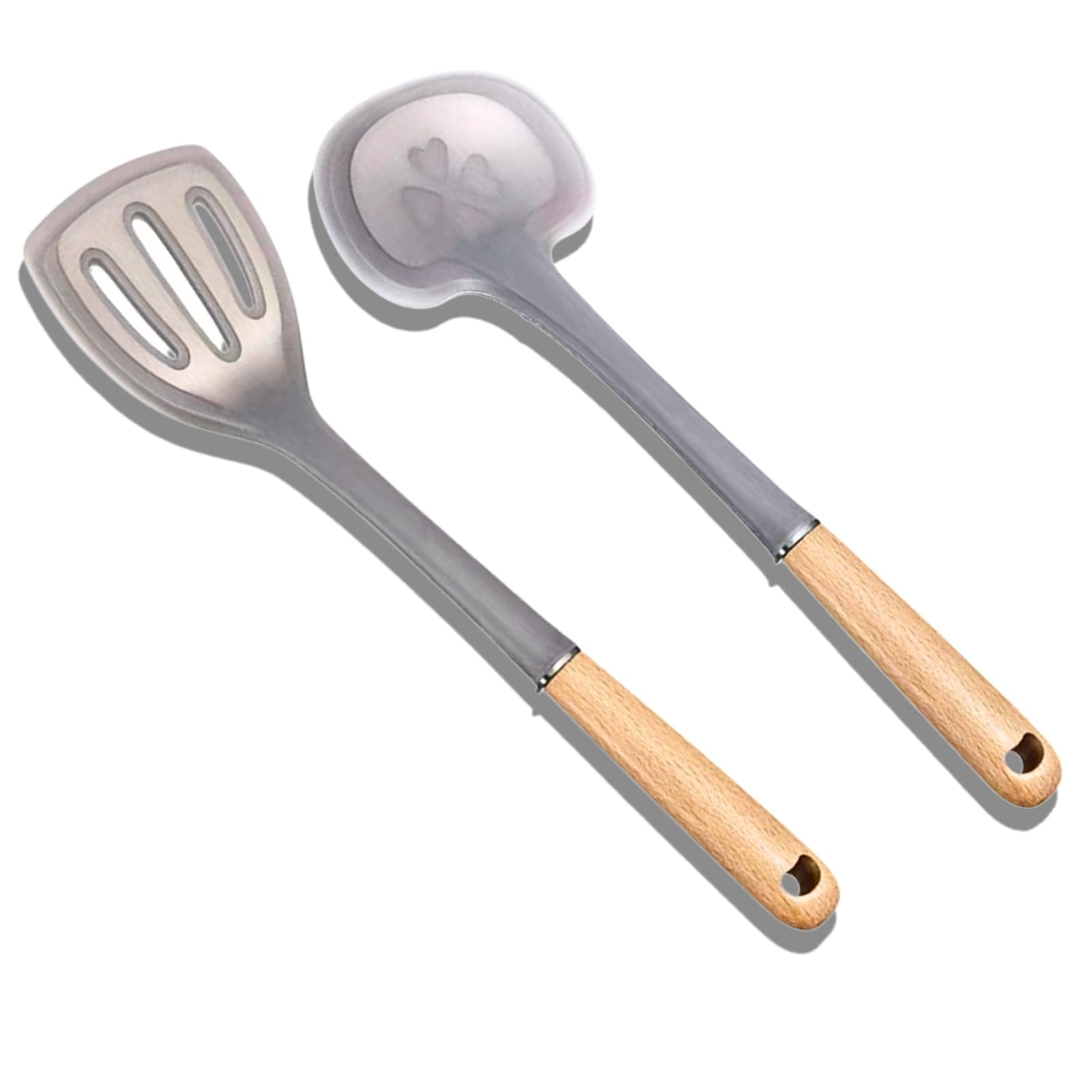 RFSCDI 2-Piece Silicone Spatula Set - Premium Food-Grade Silicone with Steel Core, Heat Resistant Up to 500℉, Non-Stick Cooking Utensils for Kitchen with Ergonomic Non-Slip Handle, (Gray)