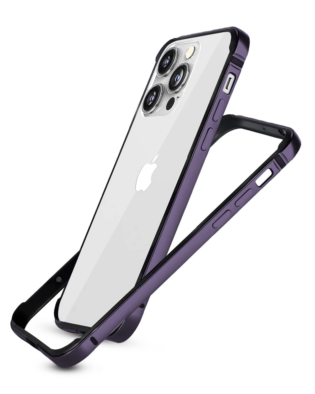 RAEGR Case | Anodized Aluminum Bumper | Supports Magnetic Wireless Charging | Edge Armor Protective Minimal Case Compatible with iPhone 14 Pro (6.1-Inch) (2022) - Dark Purple RG10455