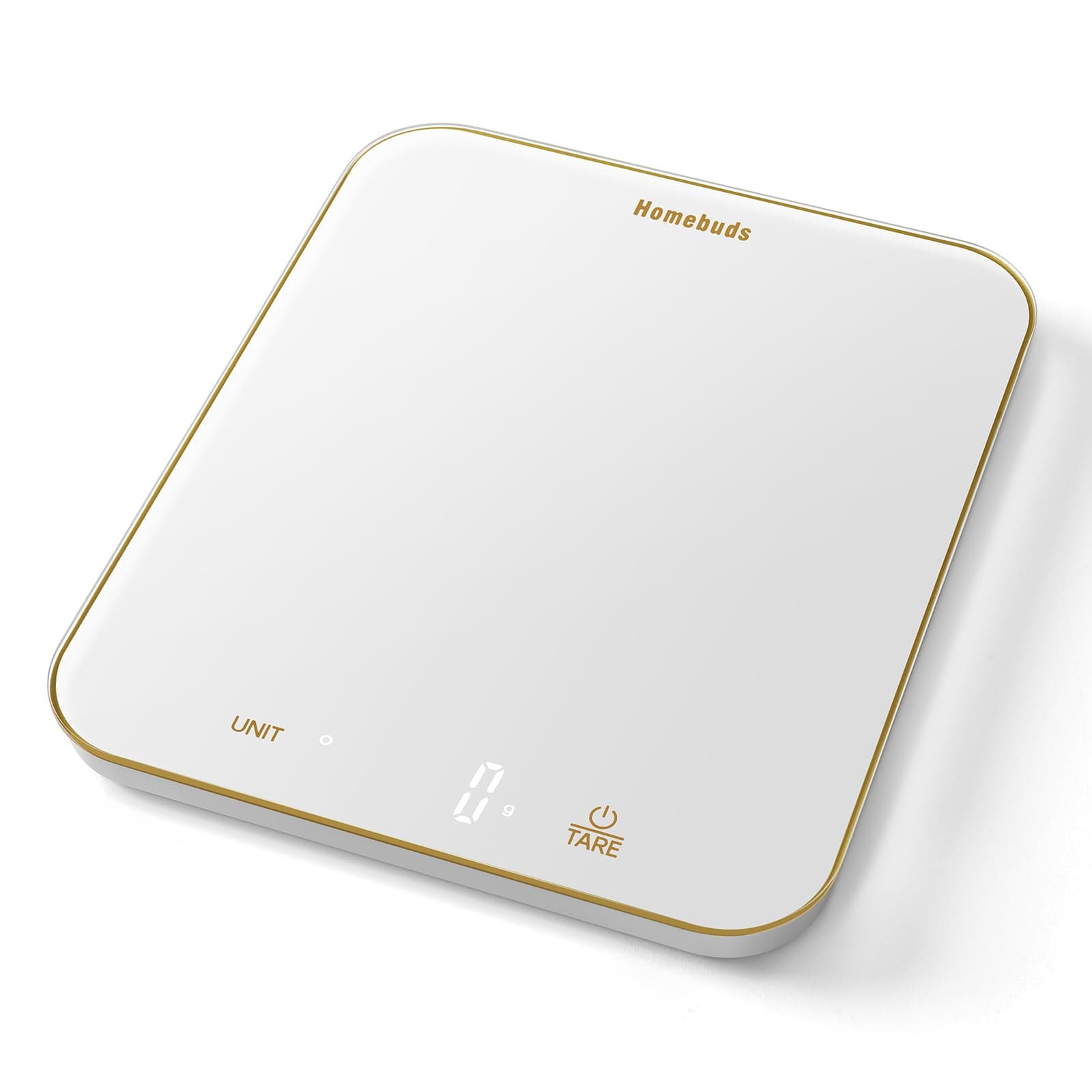 Homebuds 33lb Digital Food Scale in 1g, High Precision Assured by Kitchen Scale Professional Factory Since 2001, Balance Alimentaire for Cooking and Baking, LED, 3*AAA, White by Golden Line