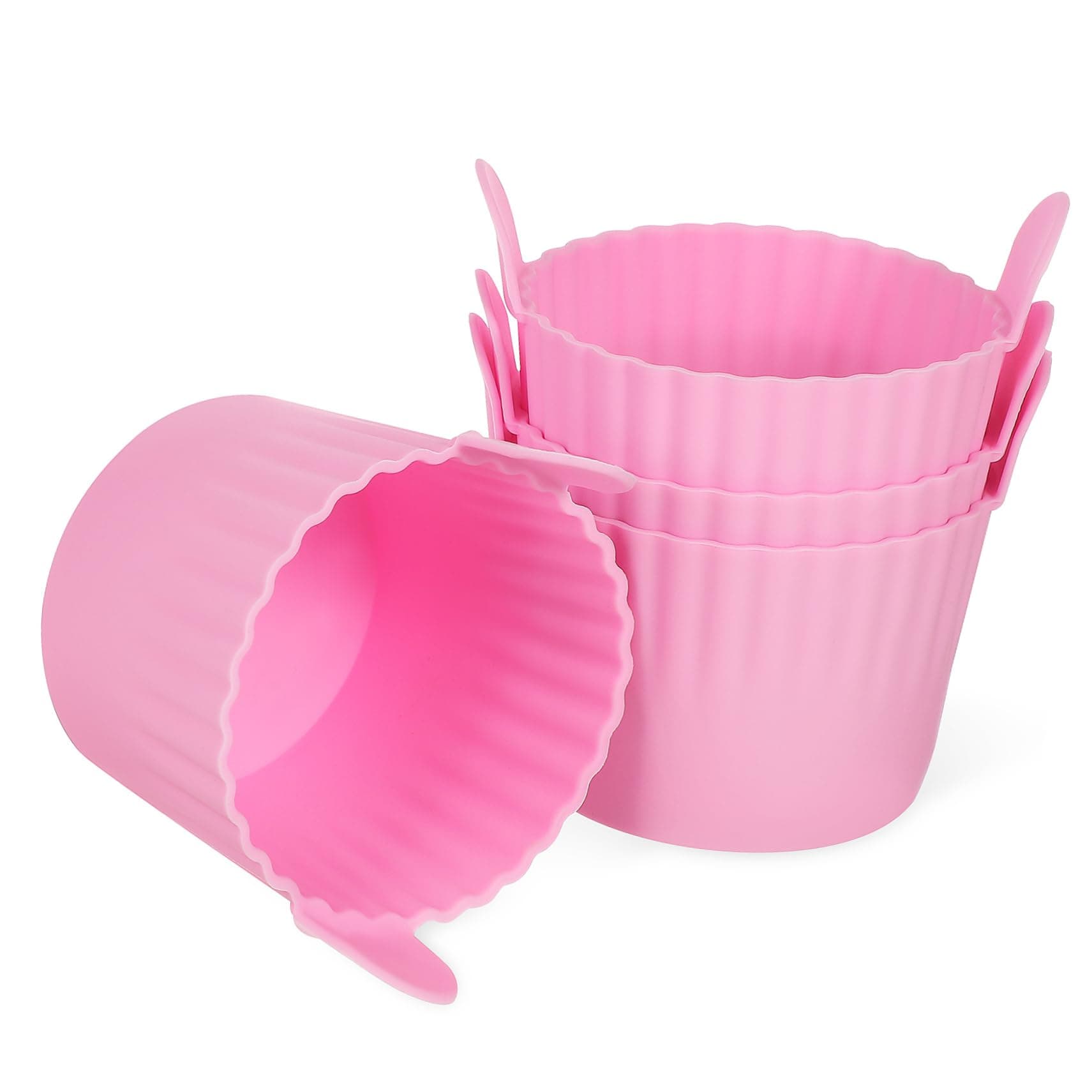DINHEAROM 4pcs Silicone Muffin Molds Non-stick Baking Cups for Cupcakes and Muffins Heat- Silicone for Ovens Air Fryers Easy