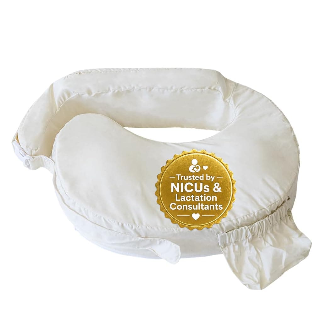 My Brest Friend Deluxe Nursing Pillow, with Feeding Riser, Organic Cream
