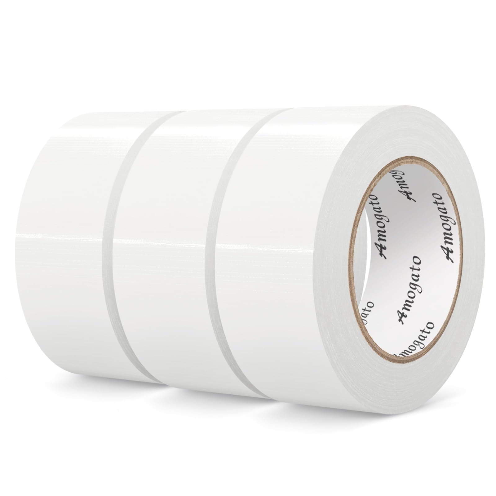 AMOGATO 3 Roll Heavy Duty White Duct Tape, 2 Inch x 30 Yards