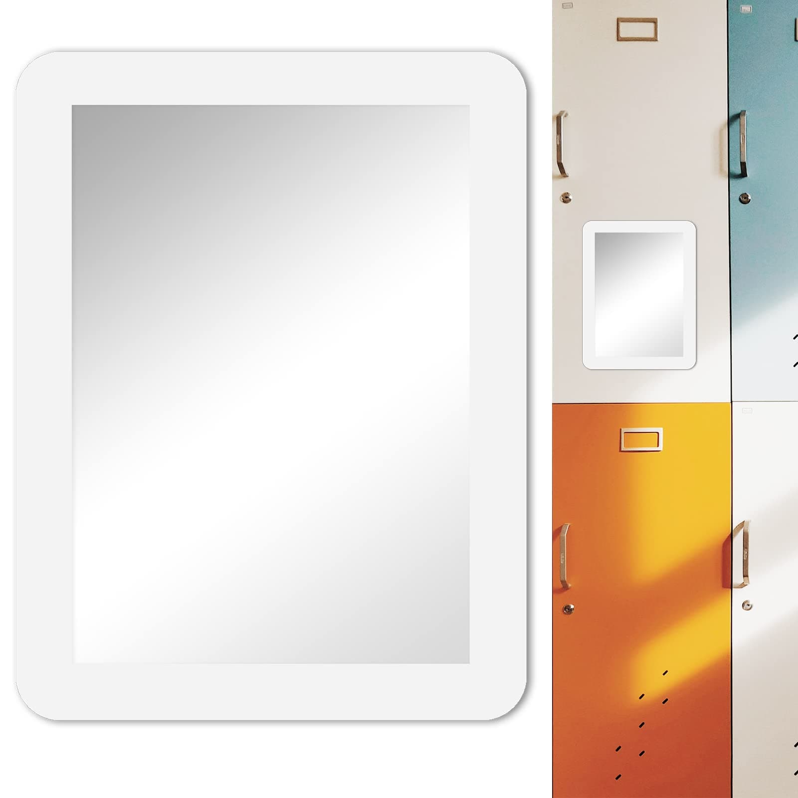 5 x 7 Inch Magnetic Locker Mirror for School Locker, Bathroom, Household Refrigerator or Office Cabinet, Magnetic Back Sticks to Metal Surface
