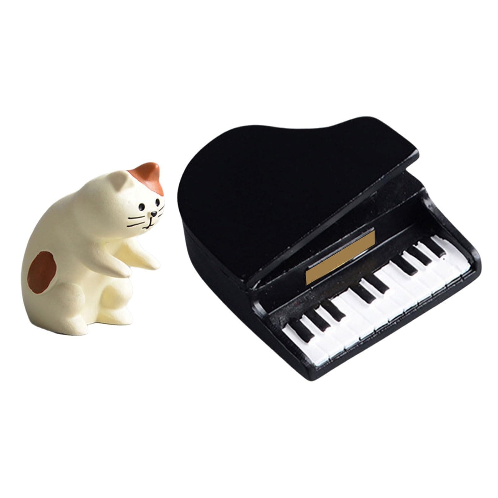 2Pcs Cats Playing Piano Ornaments Cartoon Cats Pianist Statues Miniature Figurines for Music Lover and Enthusiasts Resins and Piano Ornaments