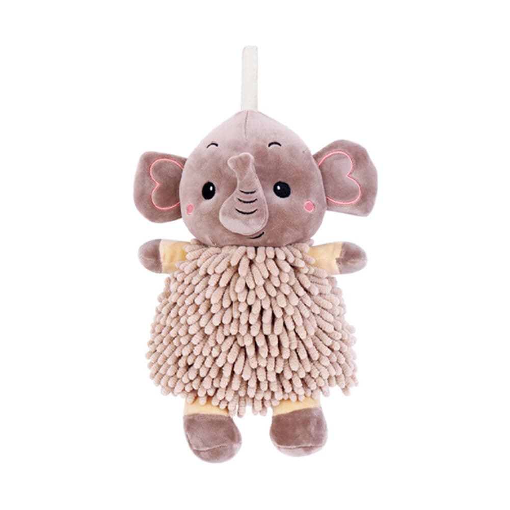 Surakey Fuzzy Ball Towel Cute Chenille Hand Towels Ball Kids Hand Towels Set Hanging Hand Towel Soft Absorbent Microfiber Dishcloth Fast Drying Elephant Doll Hang Towel for Bathroom (Coffee)
