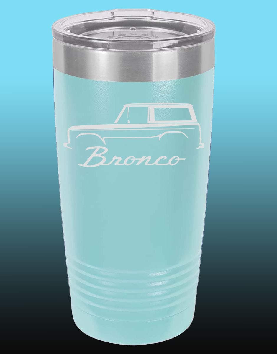 1966-77 Ford Bronco 20oz Stainless Steel Tumbler w/Clear Lid seafoam