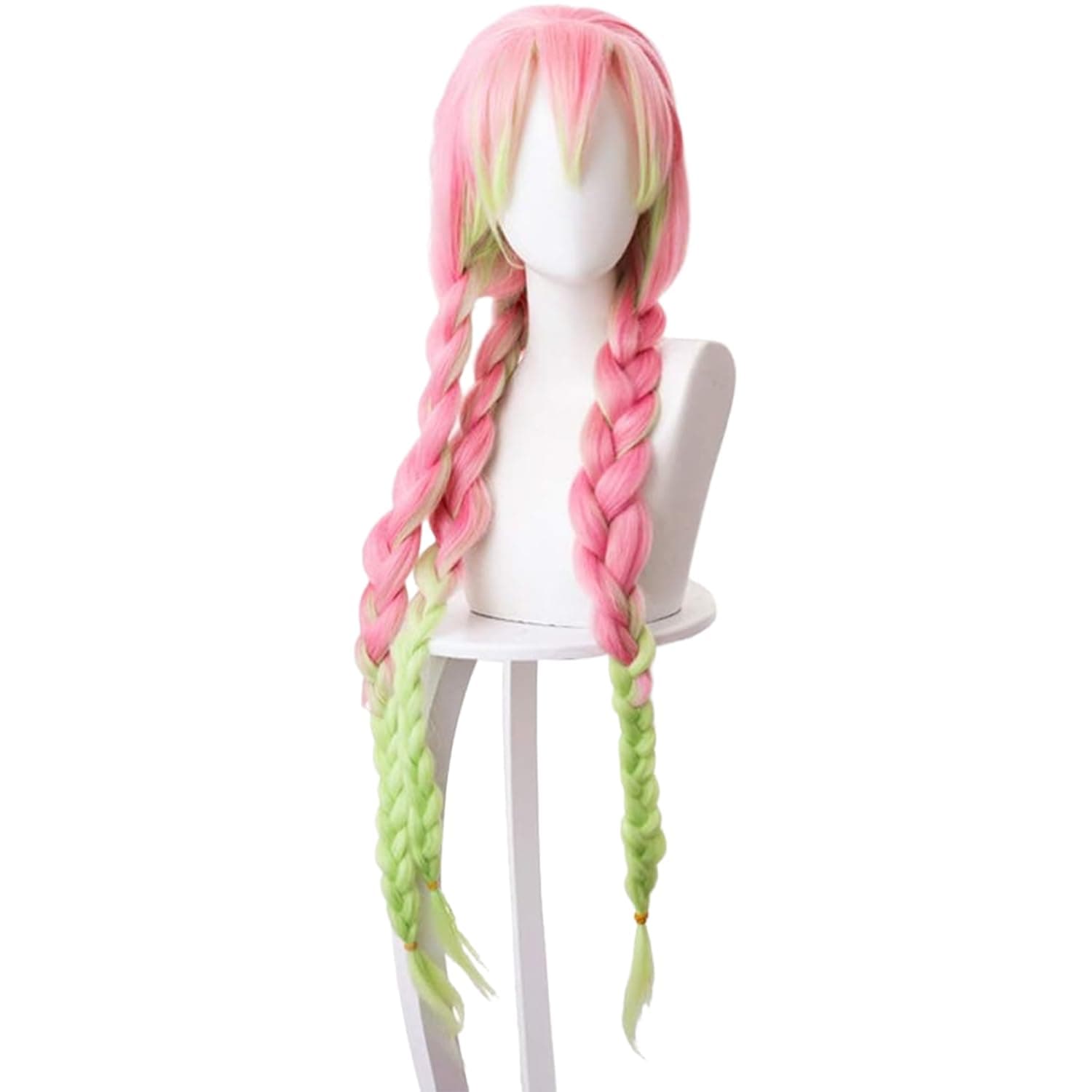 Pink Green Gradient Long Wig for Mitsuri Anime Style Replacement Wig Perfect Women Halloween Christmas Conventions Comic Con Cos Party Heat Resistan Three Braided Details Braids Hairs