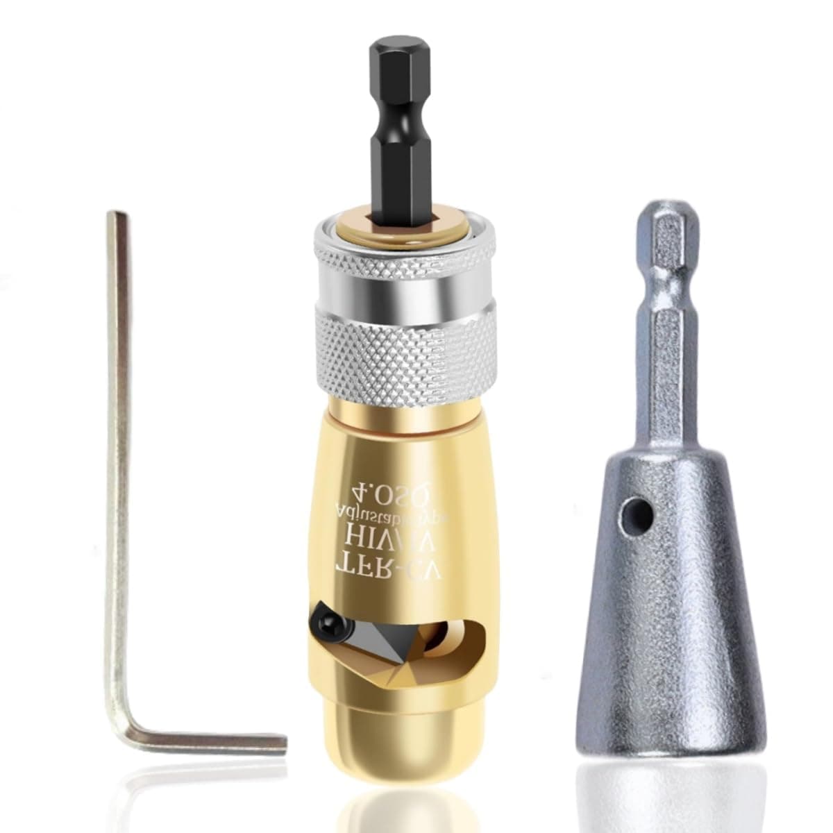 NAKEAH 2024 Wire Stripping and Twisting Tool Set,Electric Wire Stripper,Portable Wire Nut Twister for Power Drill, Cable Quick Stripping and Connector (4SQ+Wire Twister), Gold Siver Blue