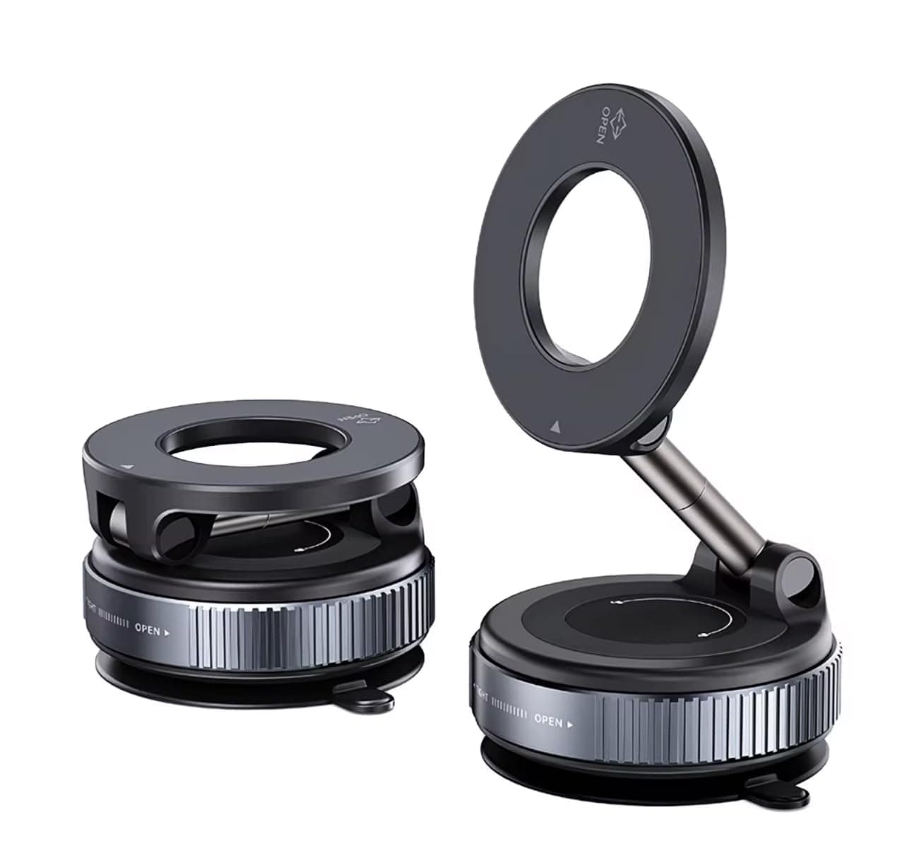 Kalikap PlusAcc Vacuum Magnetic Phone Holder for Car - Suction Cup Phone Mount 360° Rotatable Foldable Portable Strong Magnet Stand for iPhone 16/15/14/13 in Gym, Mirror, Smooth Surface, All Vehicles