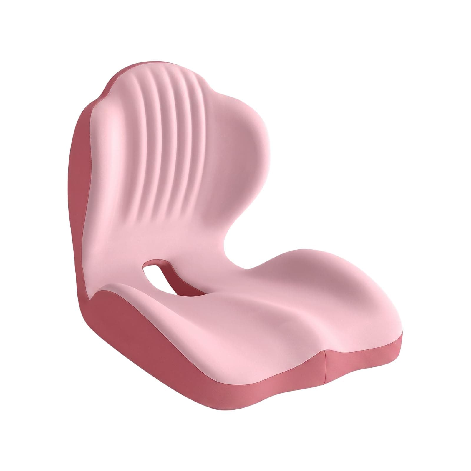 SakerPlus Ergonomic Memory Foam Seat Cushion, L-Shaped Office Chair Cushion & Car Seat Cushion for Long Sitting, Lower Back Support Pillow for Office Chair, Home, Driving & Desk Use (Pink)